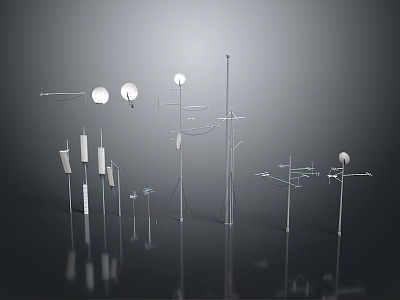 Metal Photography Stage Equipment With Spherical Lights Stands Various Metal Poles And Frames 3d model