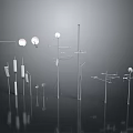 Metal Photography Stage Equipment With Spherical Lights Stands Various Metal Poles And Frames