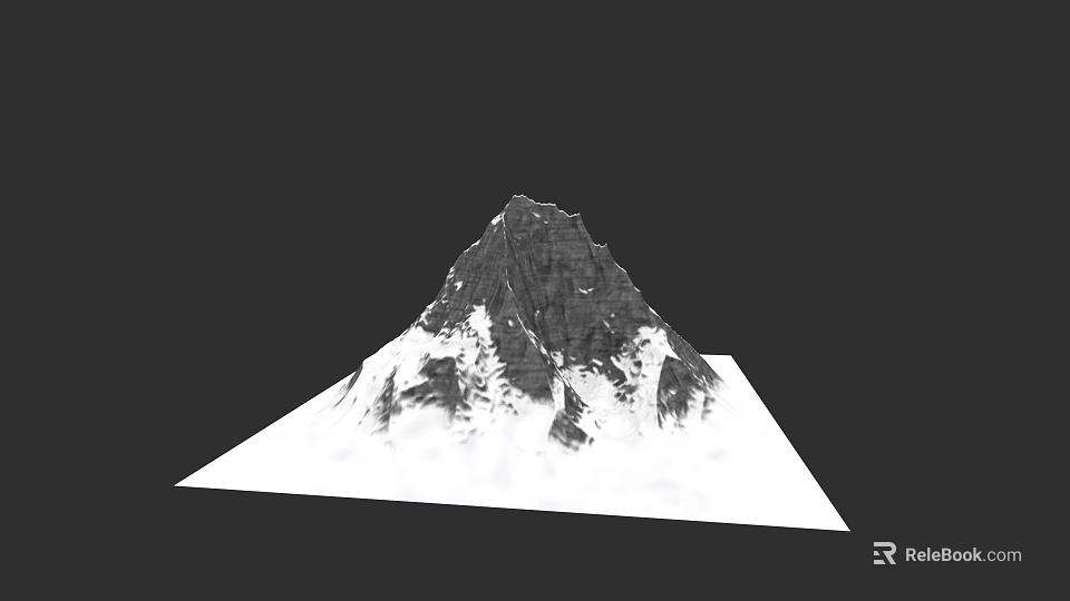 Garden Landscape Design With 3D Snow Mountain Model White Base Black And White Tone 3d model 