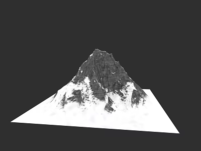 Garden Landscape Design With 3D Snow Mountain Model White Base Black And White Tone 3d model