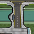 Curved Landscape Bridge with Green Grass and Adjacent Road Design