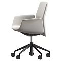 Modern Ergonomic Office Chair With Light Gray And Orange Upholstery Swivel Wheels Five-Point Base