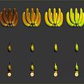 Fresh Bananas Display With Whole Bunches Sliced Pieces Yellow Green Arranged On Dark Surface