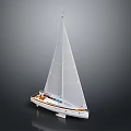 White Model Sailboat With Single Mast And Wooden Deck Water Vehicle Design