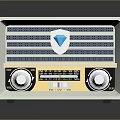 Vintage Radio Design With Red White Body Blue Diamond Logo Knobs And Tuning Dial