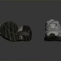 Gray And Blue Sports Shoes Design With Treaded Sole Laced Upper And Brand Logo