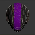 Futuristic Armored Helmet With Purple Top Rusty Body And Green Mesh Visor
