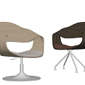 Modern Wooden Leisure Chairs With Curved Backrests And Metal Bases In Light Dark Tones