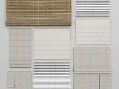 Various Window Blinds In Different Colors And Styles For Home Decoration 3d model