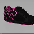 Stylish Black Casual Sneakers With Bright Pink Accents And Unique Design For Daily Wear