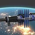 Astronaut Floating Near Space Station in Earth Orbit With City Lights