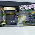 Modern Kitchen Store Showroom With Open Shelves Green Plants And Pendant Lights
