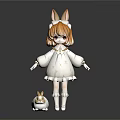 Modern game character cartoon rabbit 3d model