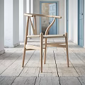 Wooden Accent Chair With Curved Armrests For Modern Indoor Living Space