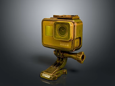 Yellow Action Camera Featuring Protective Casing Stable Mount Stand And Compact Design 3d model