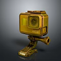 Yellow Action Camera Featuring Protective Casing Stable Mount Stand And Compact Design