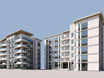 Modern Residential Building Exterior Design With Balconies Glass Windows And White Facade 3d model