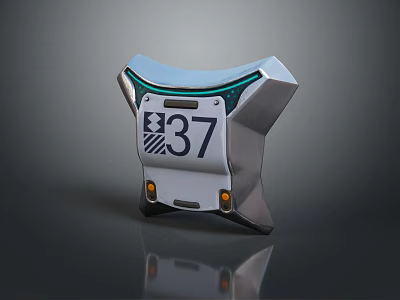 Household Daily Item With Number 37 Silver And Blue Design For Home Use 3d model