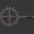 Ornamental Metal Stand With Intricate Carvings And Gear Wheels Design