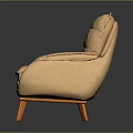 Light Orange Fabric Single Sofa With Armrest And Wooden Legs Design