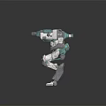 Robotic Character Figure With White And Teal Mechanical Limbs And Armored Body