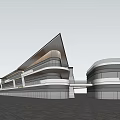 Modern Commercial Street With Contemporary Architecture Pedestrian Walkways And Retail Shops