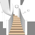 Modern Spiral Staircase Design With Wooden Steps White Surroundings And Lighting Elements