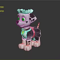 Cartoon Dalmatian Puppy Toy With White Crown Red Scarf And Black White Spots