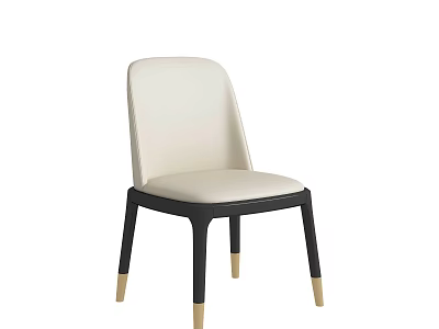 Modern Upholstered Dining Chair With White Seat Black Legs And Gold Accents 3d model