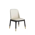 Modern Upholstered Dining Chair With White Seat Black Legs And Gold Accents