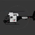 Detailed Helicopter Model In White And Black With Visible Cockpit Rotors And ATV Markings