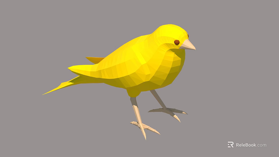 Yellow Low Poly Flying Animal Bird Standing Gracefully On Gray Background 3d model 