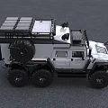 White Six Wheel Off Road SUV With Roof Lights And Spare Tire