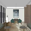 Modern Elegant Lounge Area Interior With Bookshelf Wall Round Tables And Comfortable Chairs 3d model