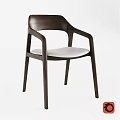 Modern Single Chair With Dark Wooden Frame Armrests And White Cushion