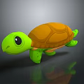 Cartoon Green Turtle Character With Orange Shell And Shiny Surface 3d model