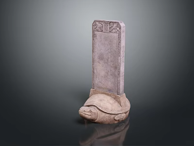 Ancient Style Stone Stele With Tortoise Base And Carved Top Details 3d model