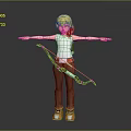 Blonde Boy With Bow And Quiver In White Tank Top Arms Outstretched Standing Pose