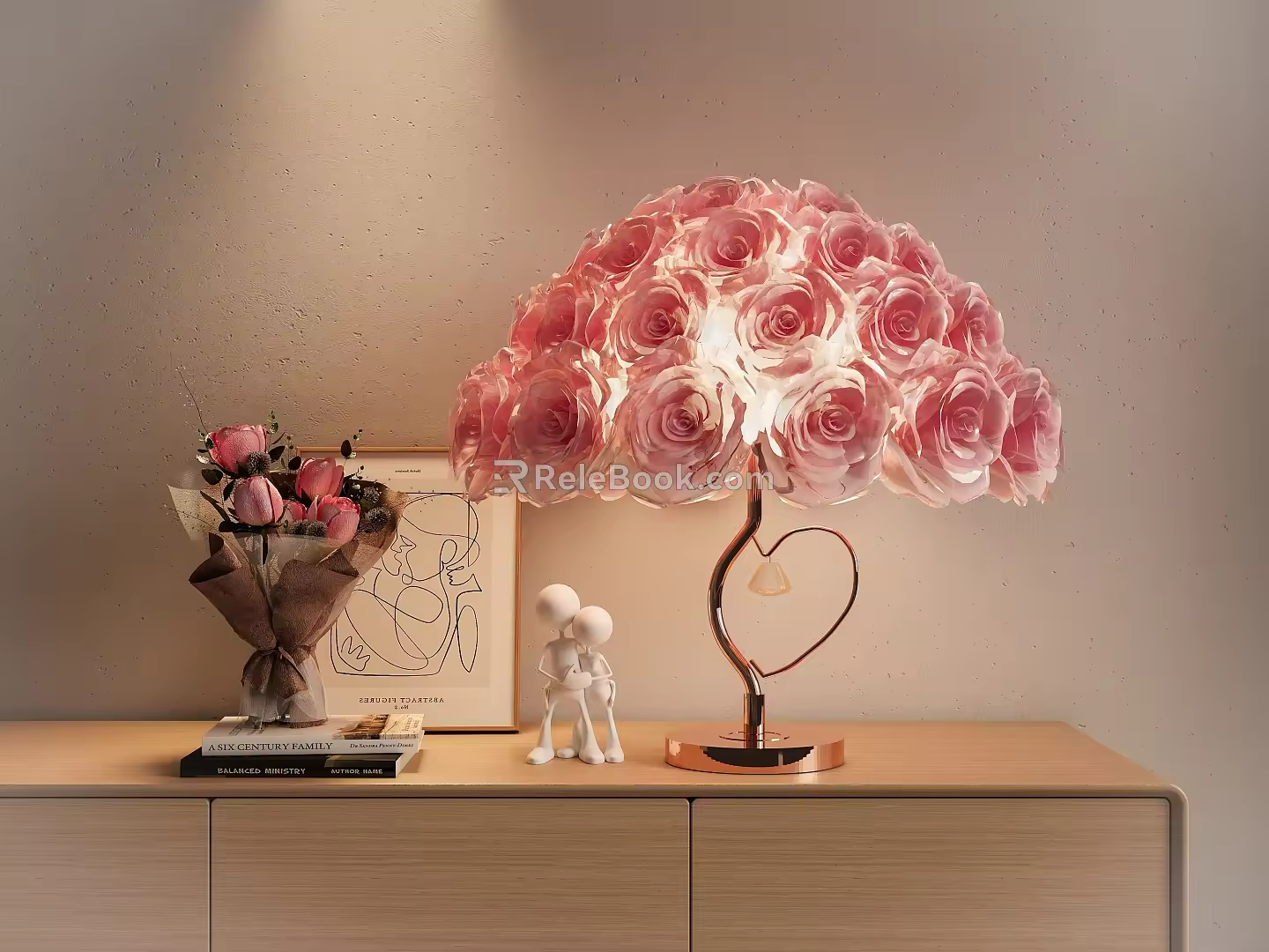 Modern Petal Table Lamp Cream Style Table Lamp Decorative Table Lamp Atmosphere Ornament Combination 3d model