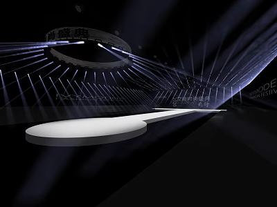 Modern Stage Design With Circular Structure And Illuminated Spotlights Lighting Effects On Black Background 3d model