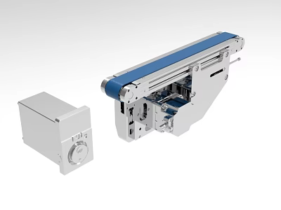 Industrial Conveyor Belt System With Mechanical Drive Unit And Control Box Component 3d model