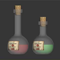 Decorative Glass Potion Bottles With Cork Stoppers Pink And Green Liquids