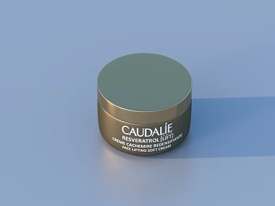 Caudalie Anti Aging Rich Cream with Saffron in Luxurious Golden Container 3d model