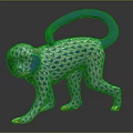 Monkey Decorative Sculpture With Blue And White Pattern Blue Tail And Golden Feet