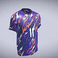 Sports Equipment Player Jersey With Colorful Blue Purple Orange Pattern And Number 11