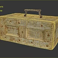 Decorative Wooden Storage Box with Intricate Carved Patterns and Black Handle