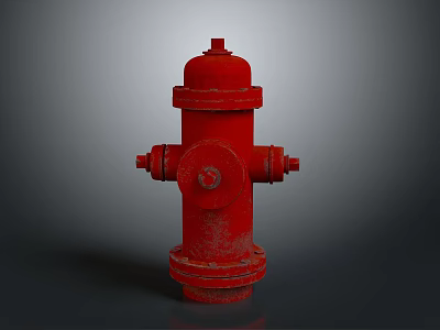 Red Fire Hydrant with Metallic Surface and Classic Urban Structure 3d model
