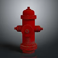 Red Fire Hydrant with Metallic Surface and Classic Urban Structure