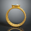 Intricate Gold Ring Design With Square Gemstone And Textured Band