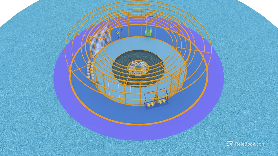 Circular Sports Equipment With Orange Frame And Blue Floor Structure Design 3d model 